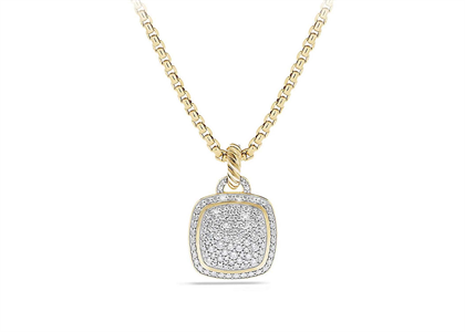 Gold Plated CZ Studded Cushion Shape Micro Pave Pendant